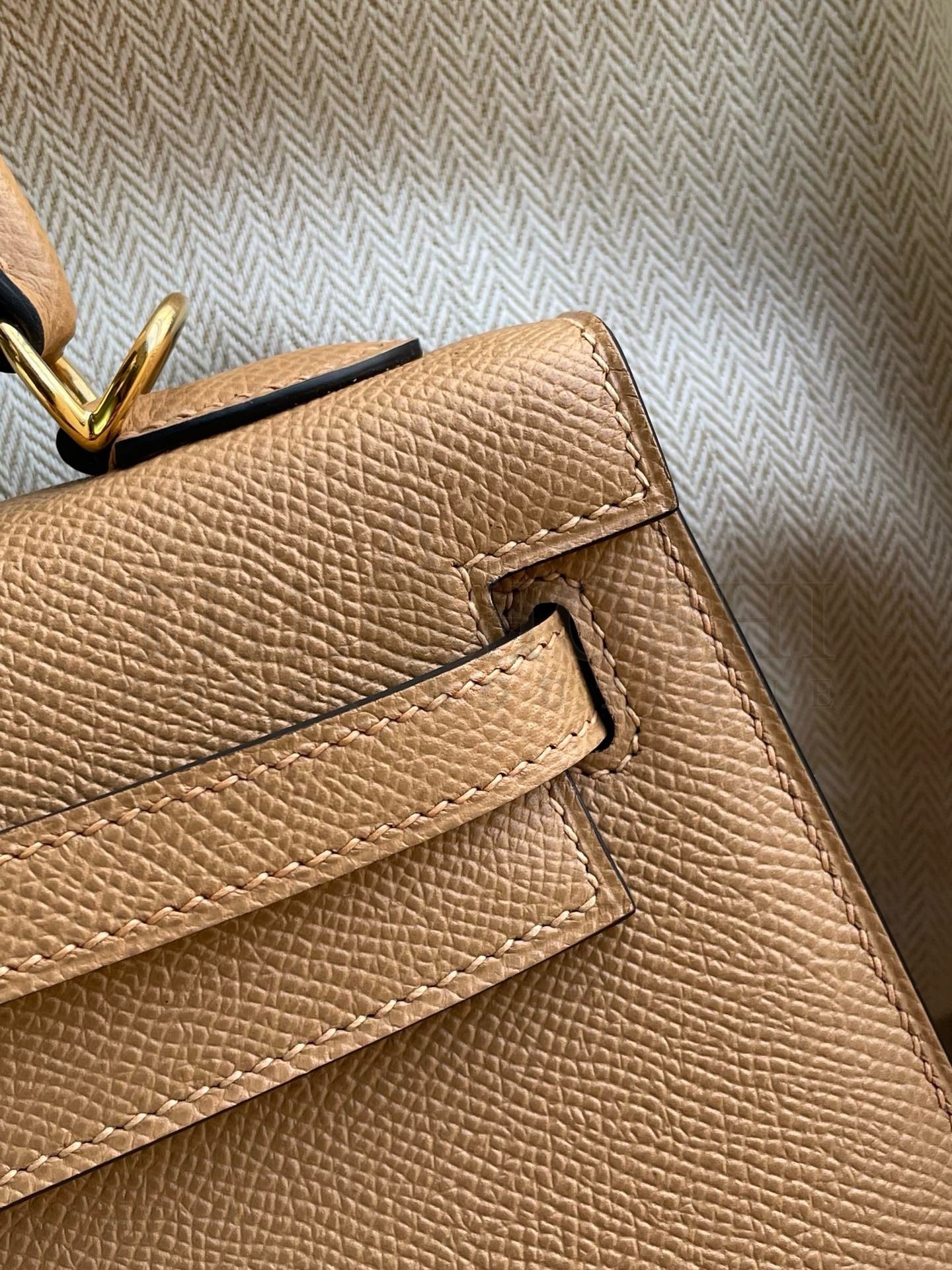 H**me5 Kelly Sellier 25 Handmade Bag In Chai Epsom Calfskin Master Quality