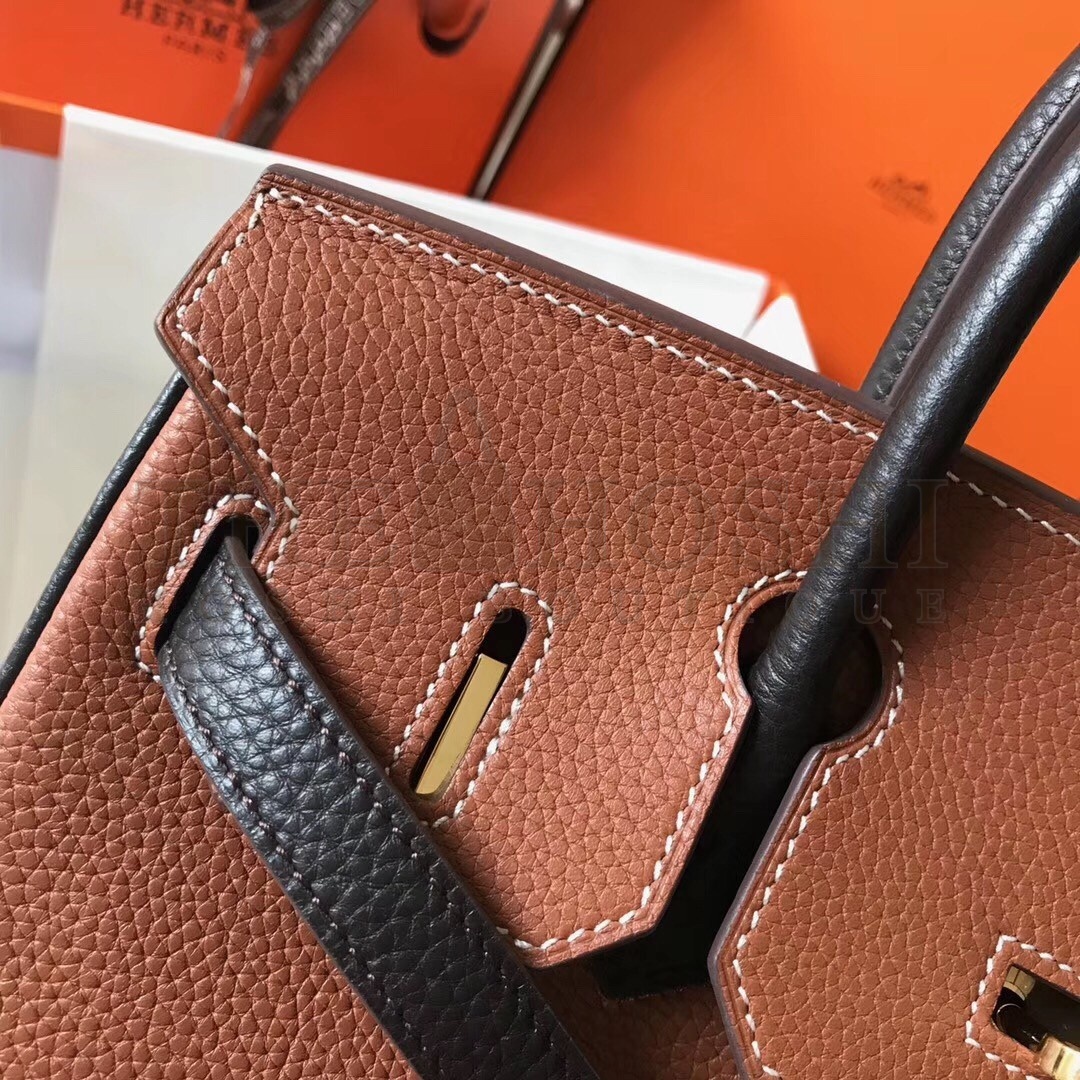H**me5 Bi-Color Birkin 30cm Bag In Brown/Black Clemence Leather Master Quality
