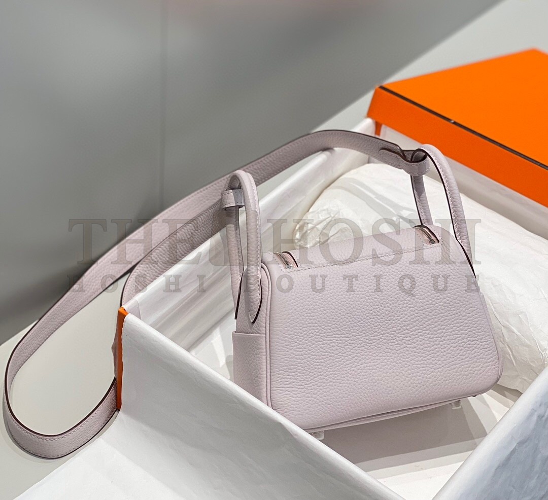 H**me5 Lindy Mini Bag In Mauve Pale Clemence Leather PHW Master Quality