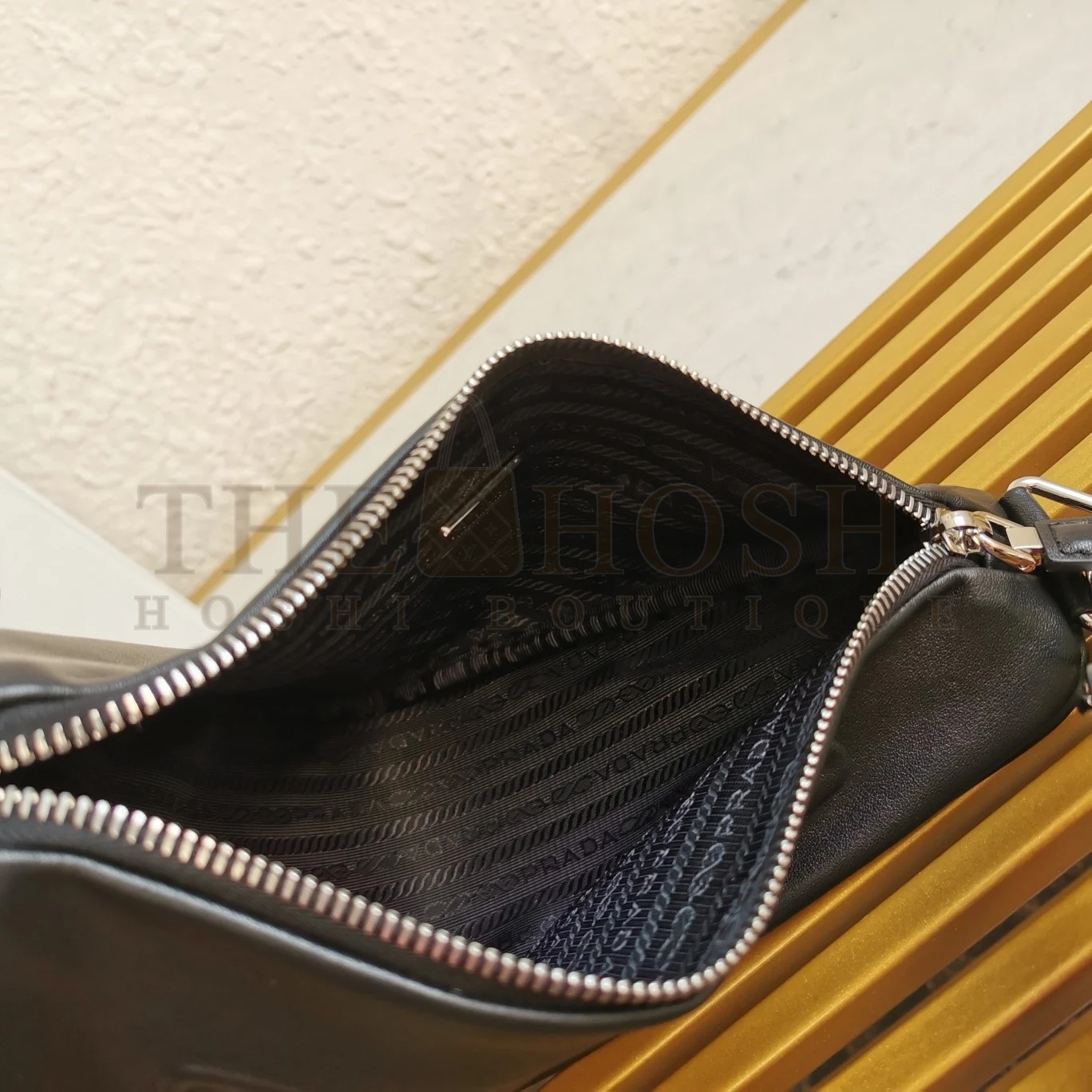 Pra*a Triangle Shoulder Bag In Black Calfskin Master Quality