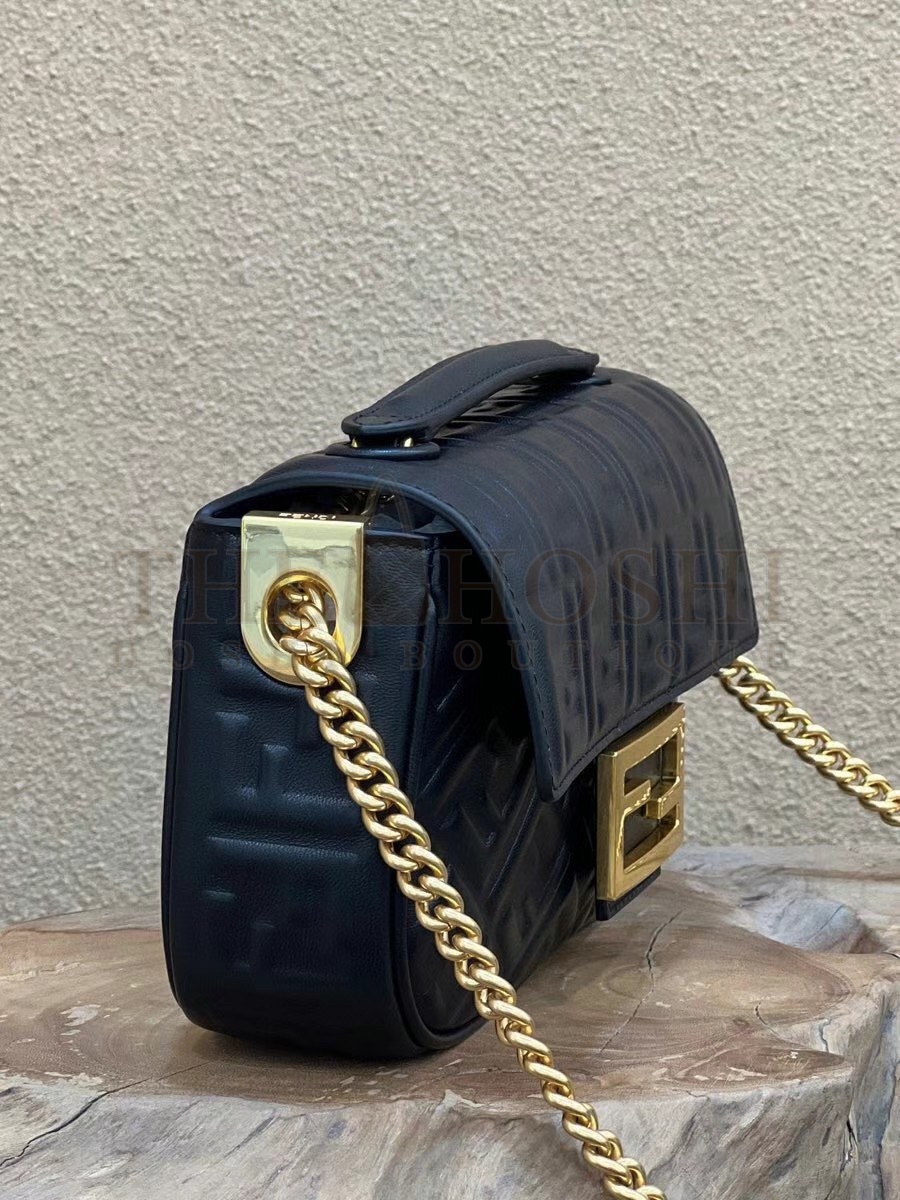 F**di Baguette Chain Midi Bag In Black Nappa Leather Master Quality