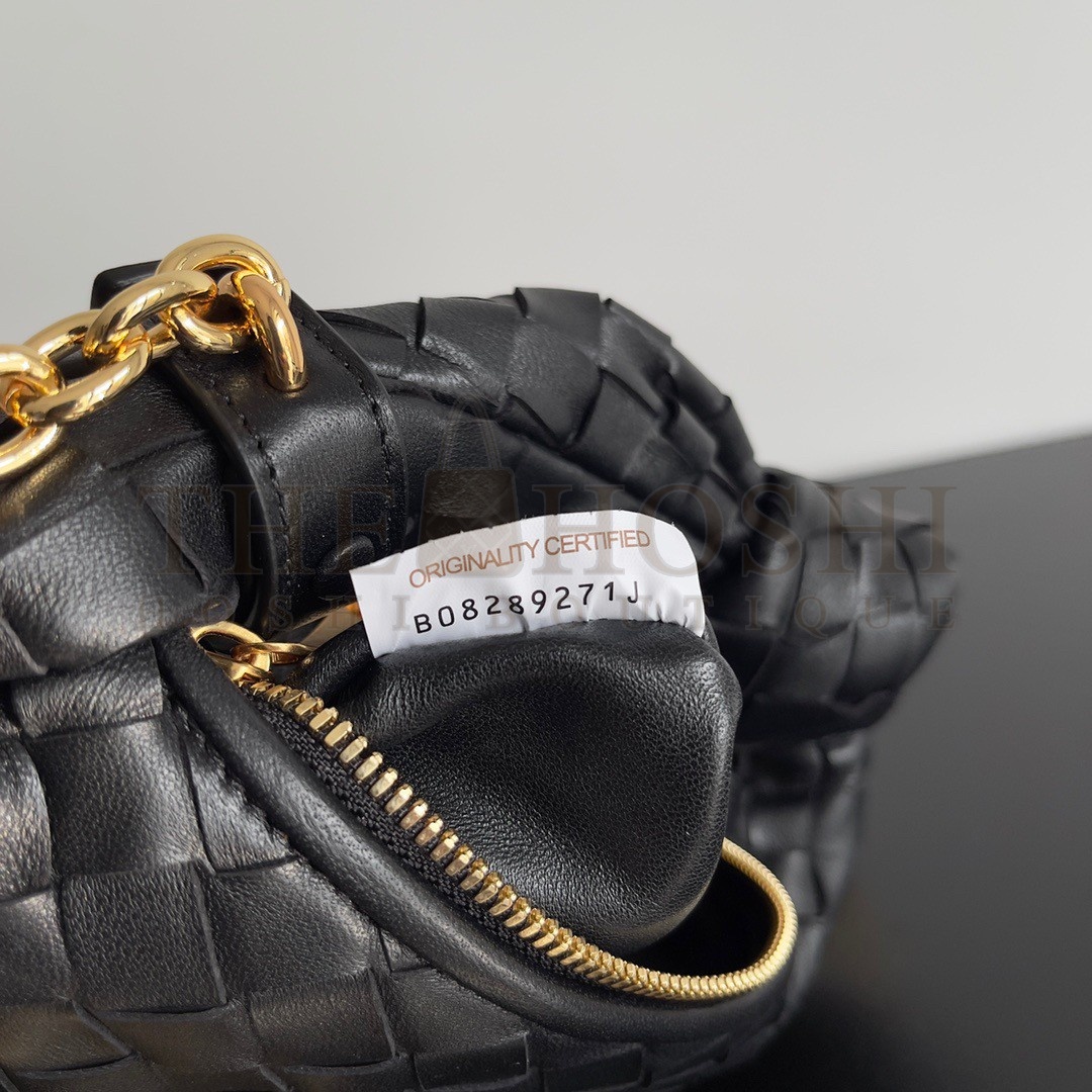 B0tt*ga Ven*ta Mini Jodie Chain Bag In Black Intrecciato Lambskin Master Quality