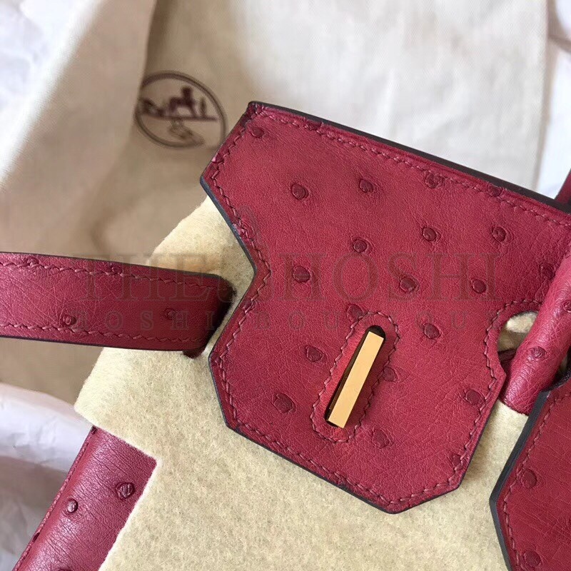 H**me5 Ruby Birkin 30cm Ostrich Handmade Bag Master Quality