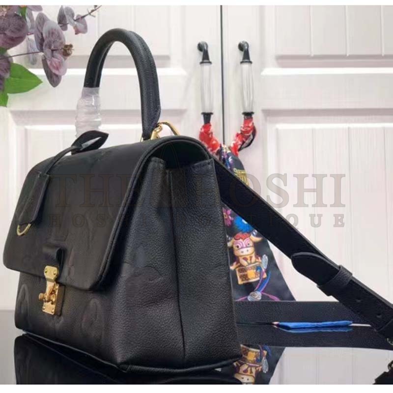 L0vis Vvtt0n LV Women Madeleine MM Handbag Black Embossed Grained Cowhide Leather Master Quality