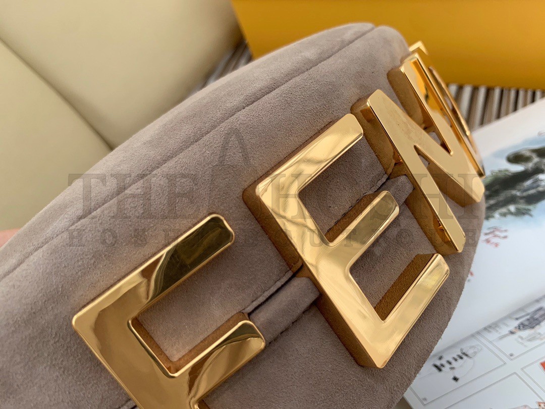 F**di F**digraphy Small Hobo Bag In Beige Suede Leather Master Quality