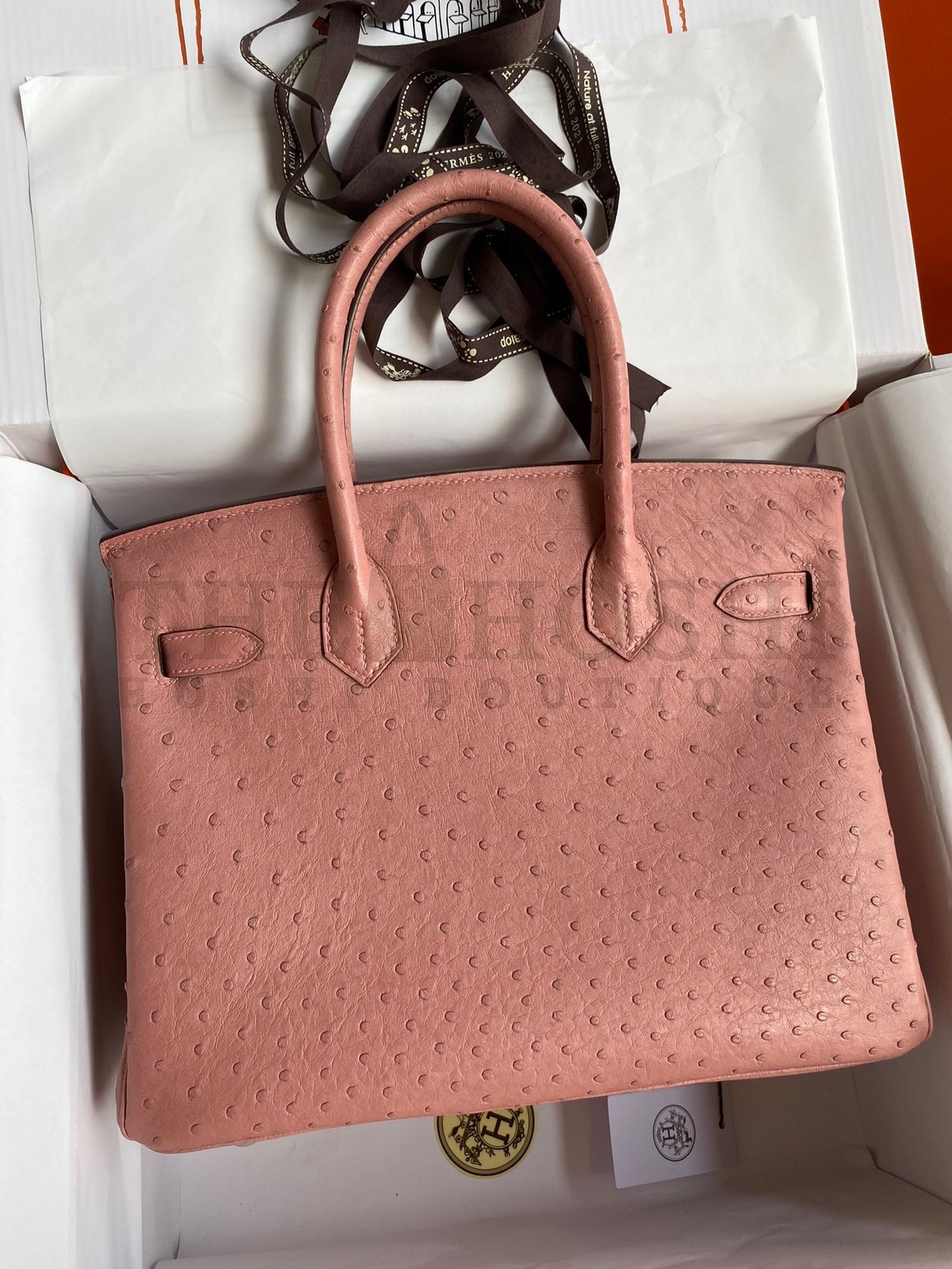 H**me5 Birkin 30 Retourne Handmade Bag In Terre Cuite Ostrich Leather Master Quality