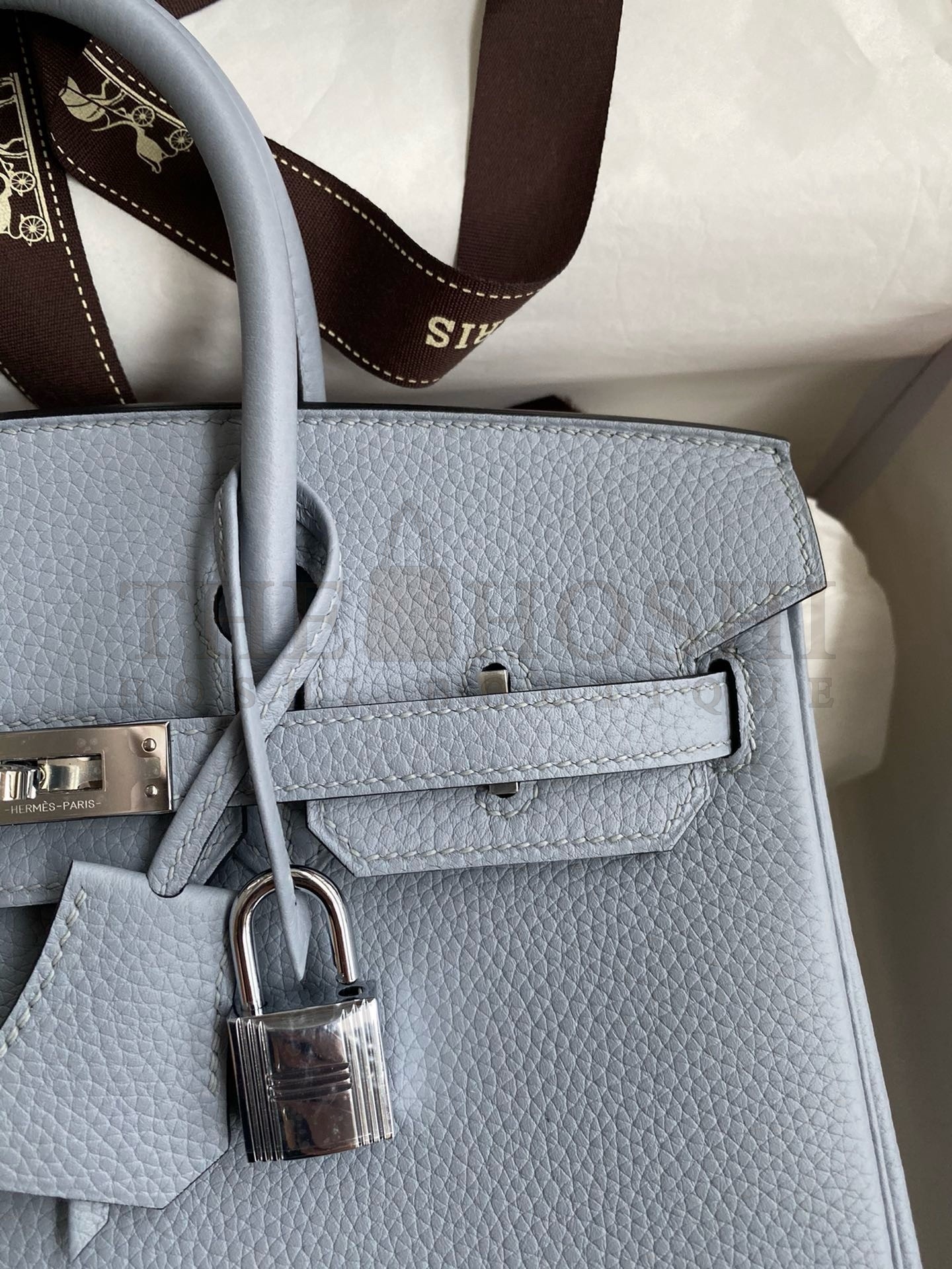 H**me5 Birkin 25 Retourne Handmade Bag In Blue Lin Clemence Leather Master Quality