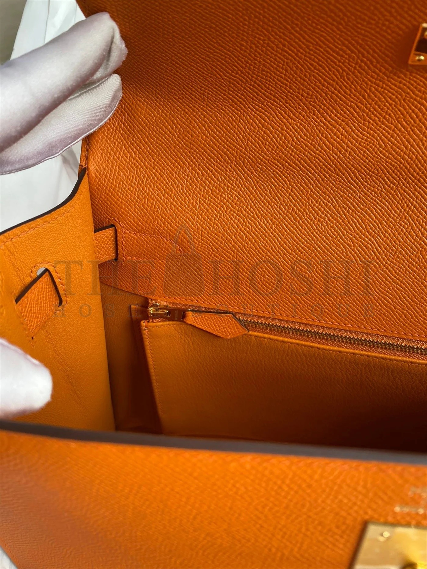 H**me5 Kelly Sellier 32 Handmade Bag In Orange Epsom Calfskin Master Quality