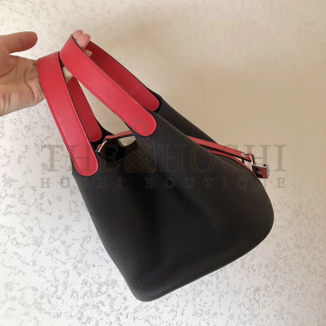 H**me5 Bicolor Picotin Lock MM 22cm Black Bag Master Quality