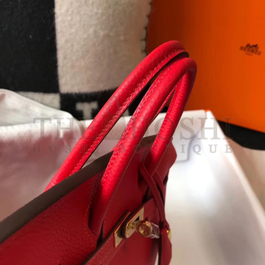 H**me5 Birkin 30 Bag in Red Clemence Leather with GHW Master Quality