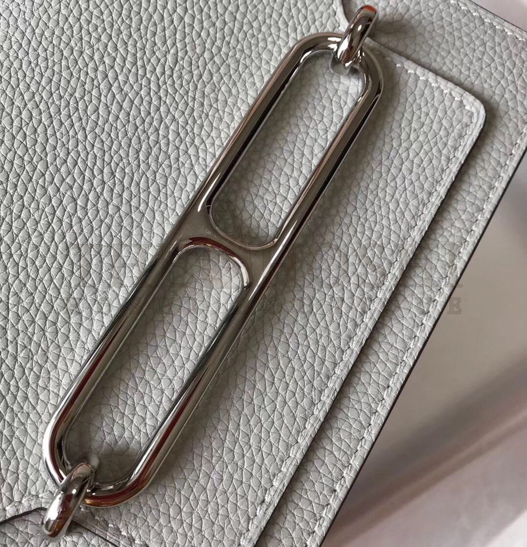 H**me5 Mini Sac Roulis 18cm Bag In Pearl Grey Evercolor Calfskin Master Quality