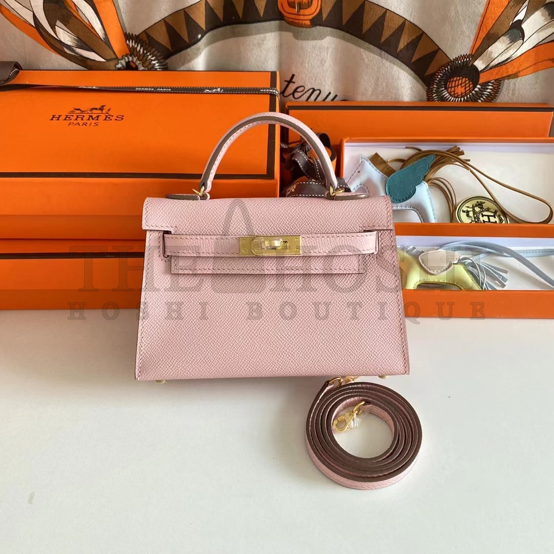 H**me5 Women Mini Kelly 20 Bag Epsom Leather Gold Hardware-Pink Master Quality