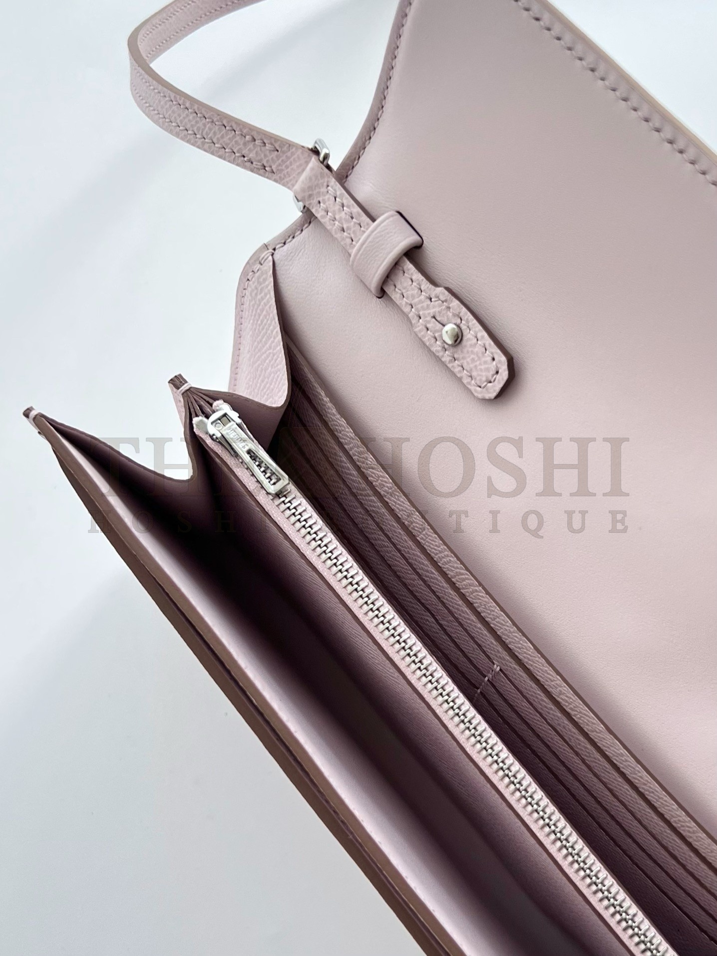H**me5 Constance To Go Wallet in Mauve Pale Epsom Calfskin Master Quality