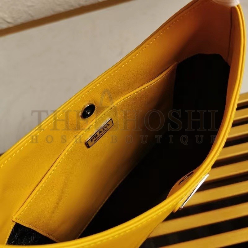 Pra*a Cleo Shoulder Small Bag In Yellow Brushed Leather Master Quality
