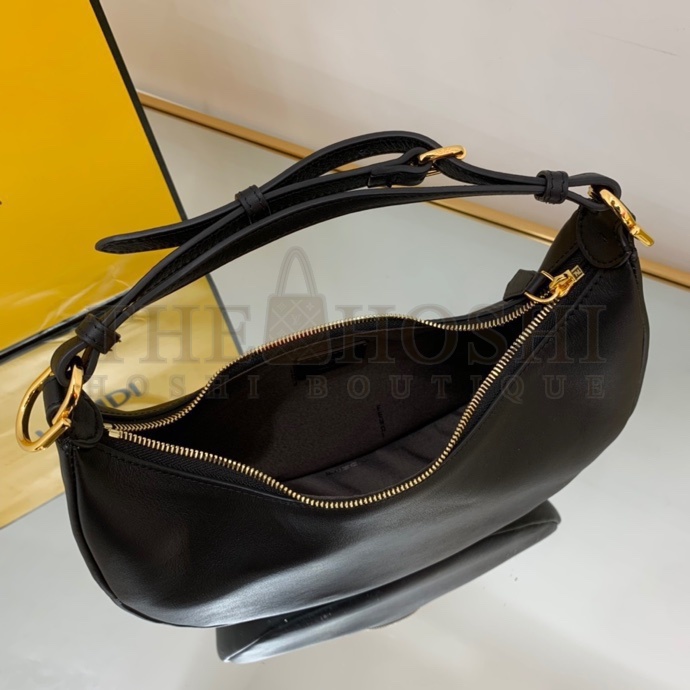 F**di Women F**digraphy Small Black Leather Bag-Black  size:24.5 cm Master Quality