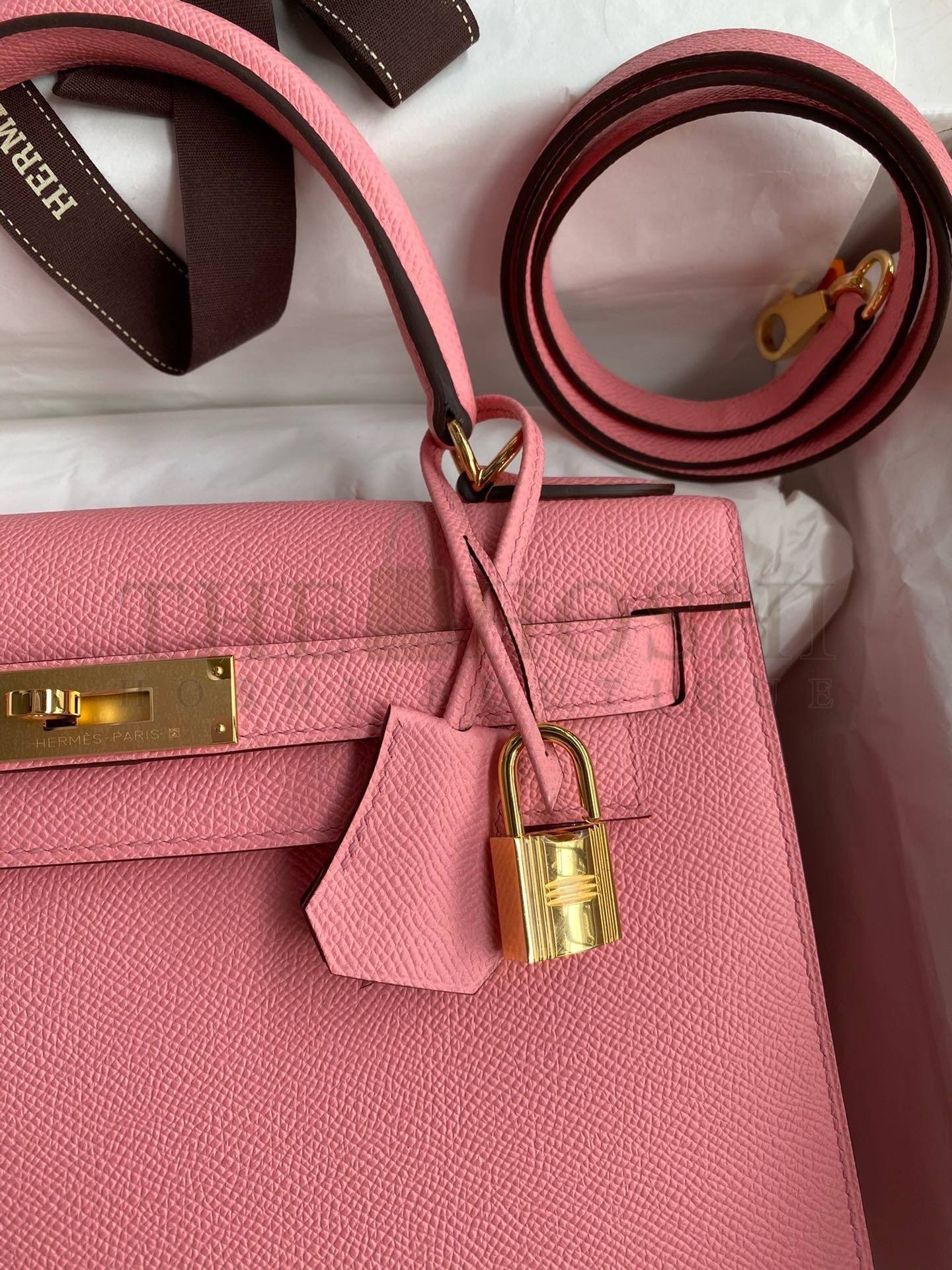 H**me5 Kelly Sellier 32 Handmade Bag In Rose Confetti Epsom Calfskin Master Quality