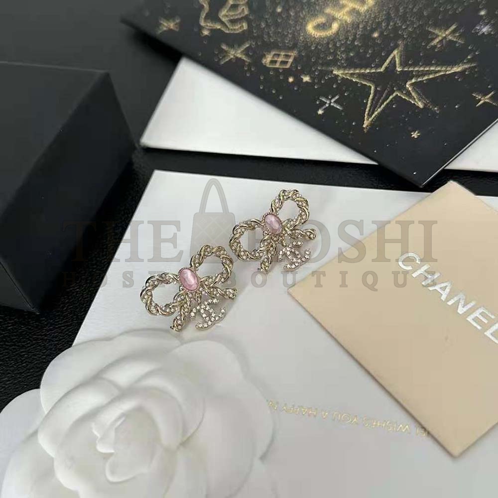 Ch**el Women Stud Earrings in Metal Glass Pearls and Strass Master Quality