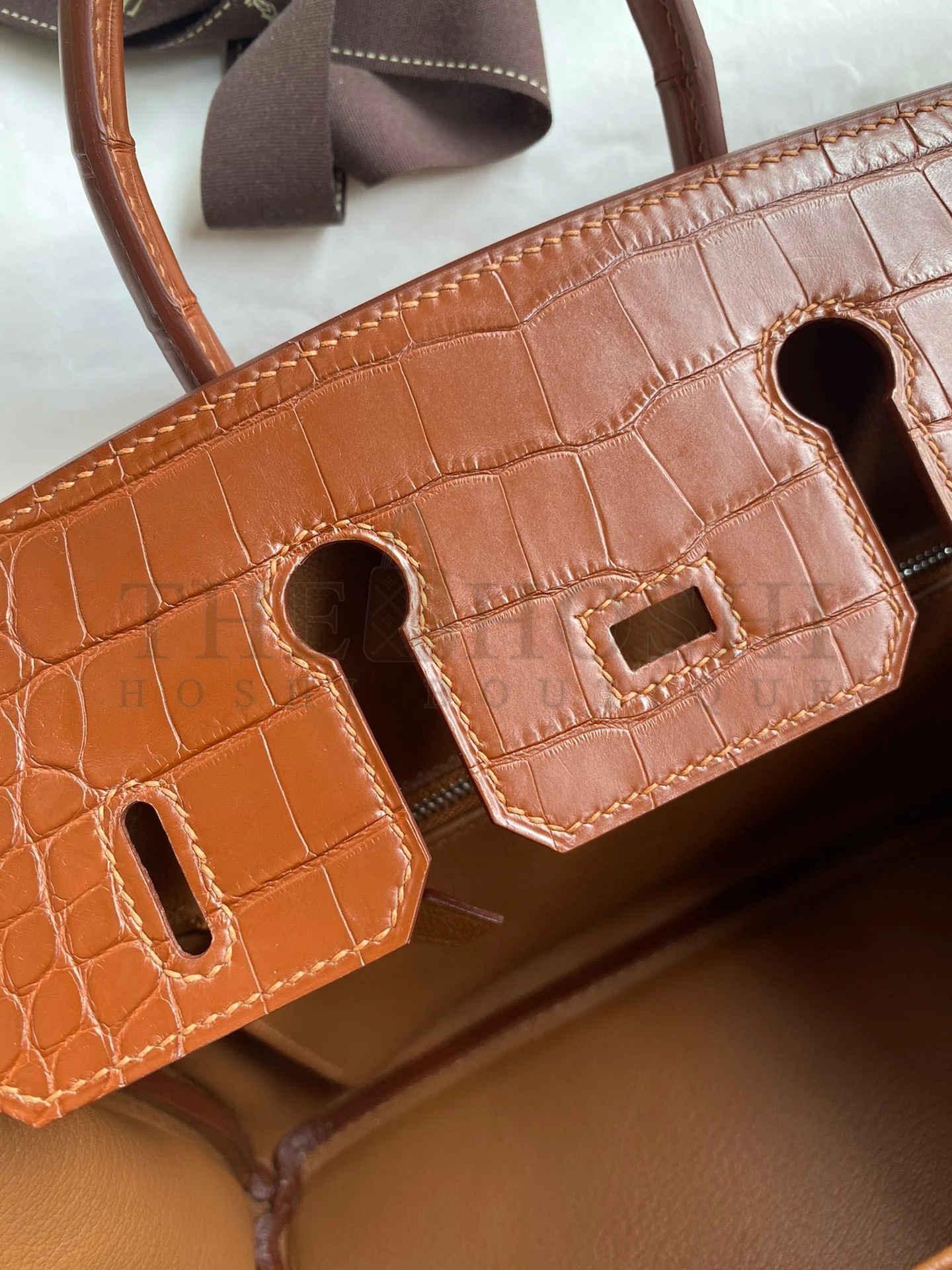 H**me5 Touch Birkin 25 Bag in Gold Togo and Matte Alligator Leather Master Quality
