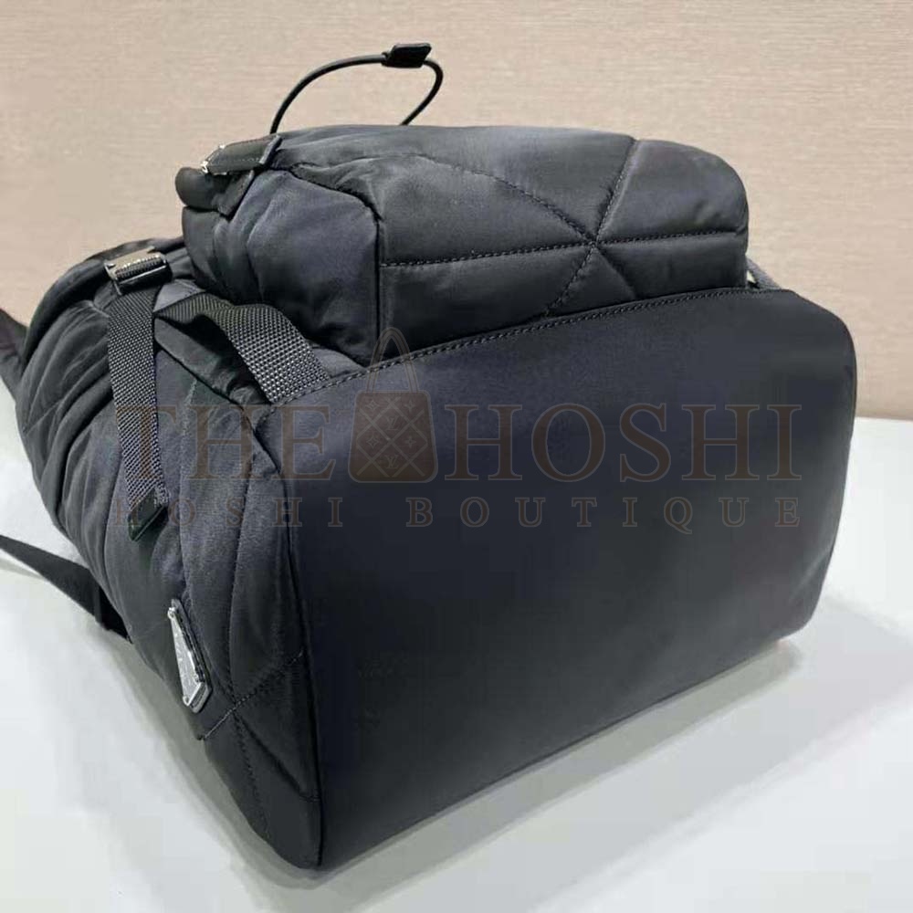 Pra*a Unisex Re-Nylon Padded Backpack with Hood-Black Master Quality