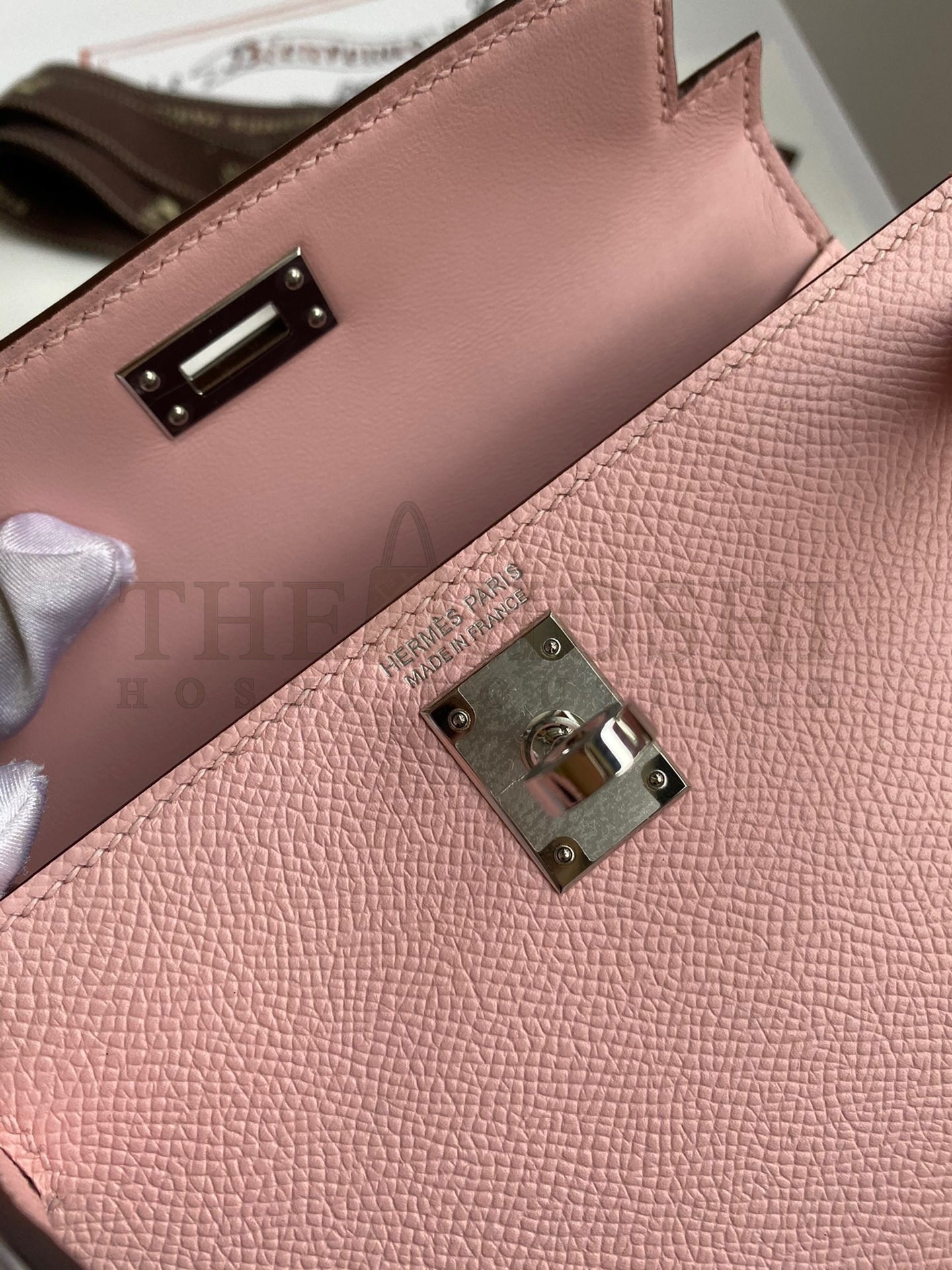 H**me5 Kelly Mini II Sellier Handmade Bag In Rose Sakura Epsom Calfskin Master Quality