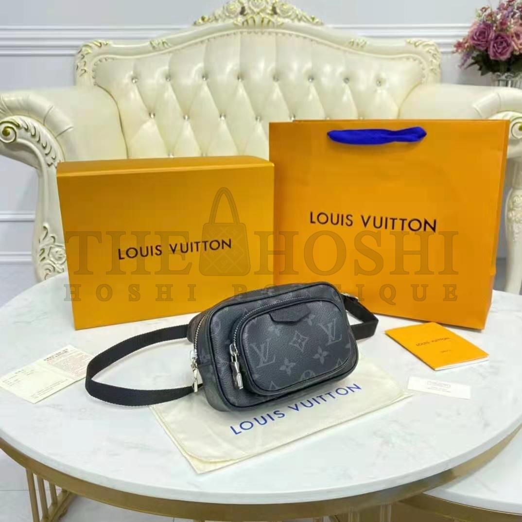 L0vis Vvtt0n LV Men Outdoor Pouch Taigarama Noir Black Coated Canvas Cowhide Leather Master Quality