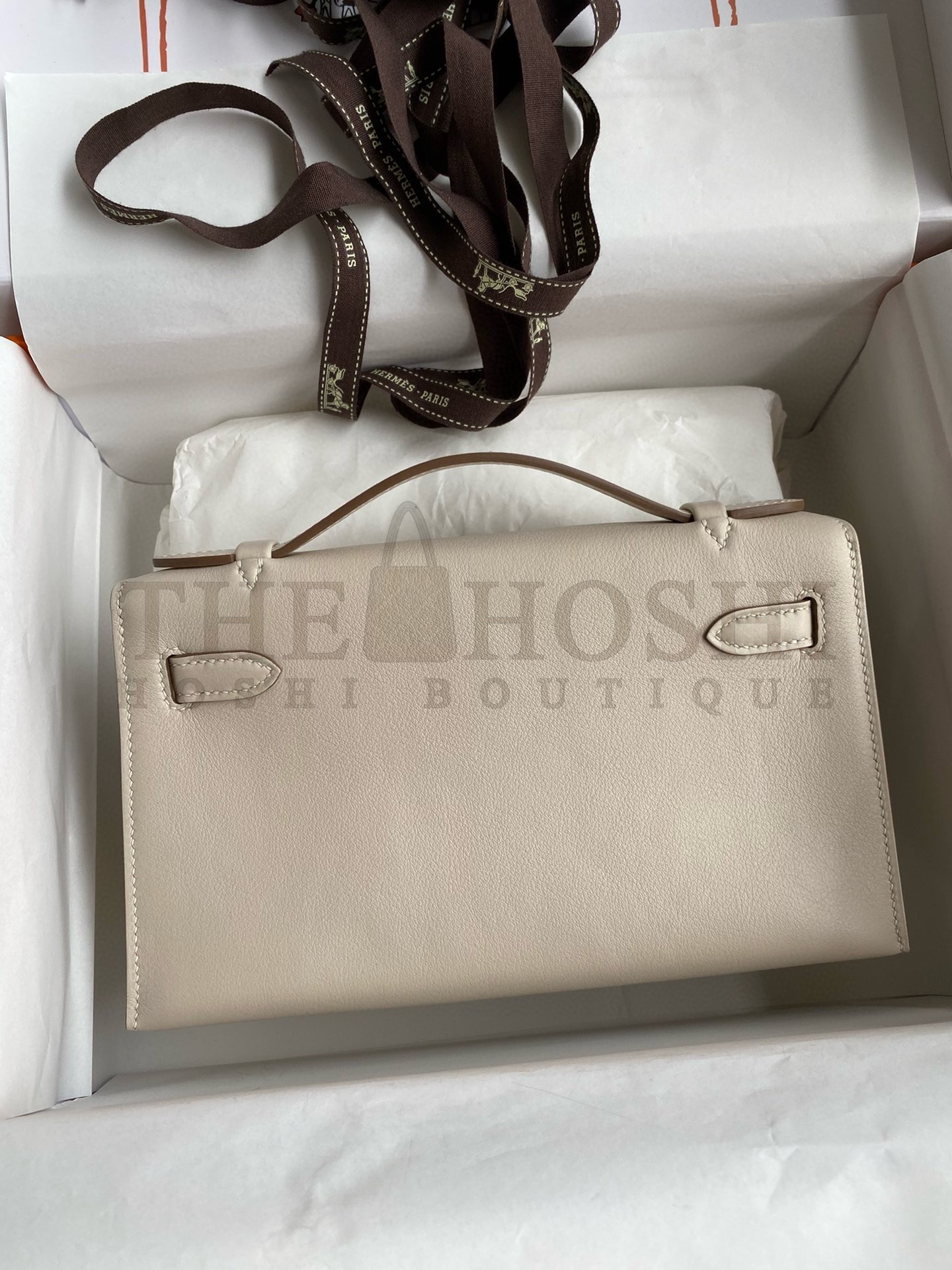 H**me5 Kelly Pochette Handmade Bag In Craie Swift Calfskin Master Quality