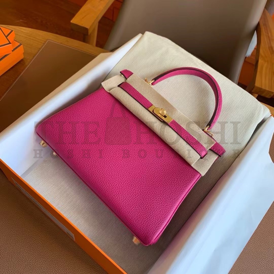 H**me5 Kelly Retourne 25 Handmade Bag In Rose Purple Clemence Leather Master Quality