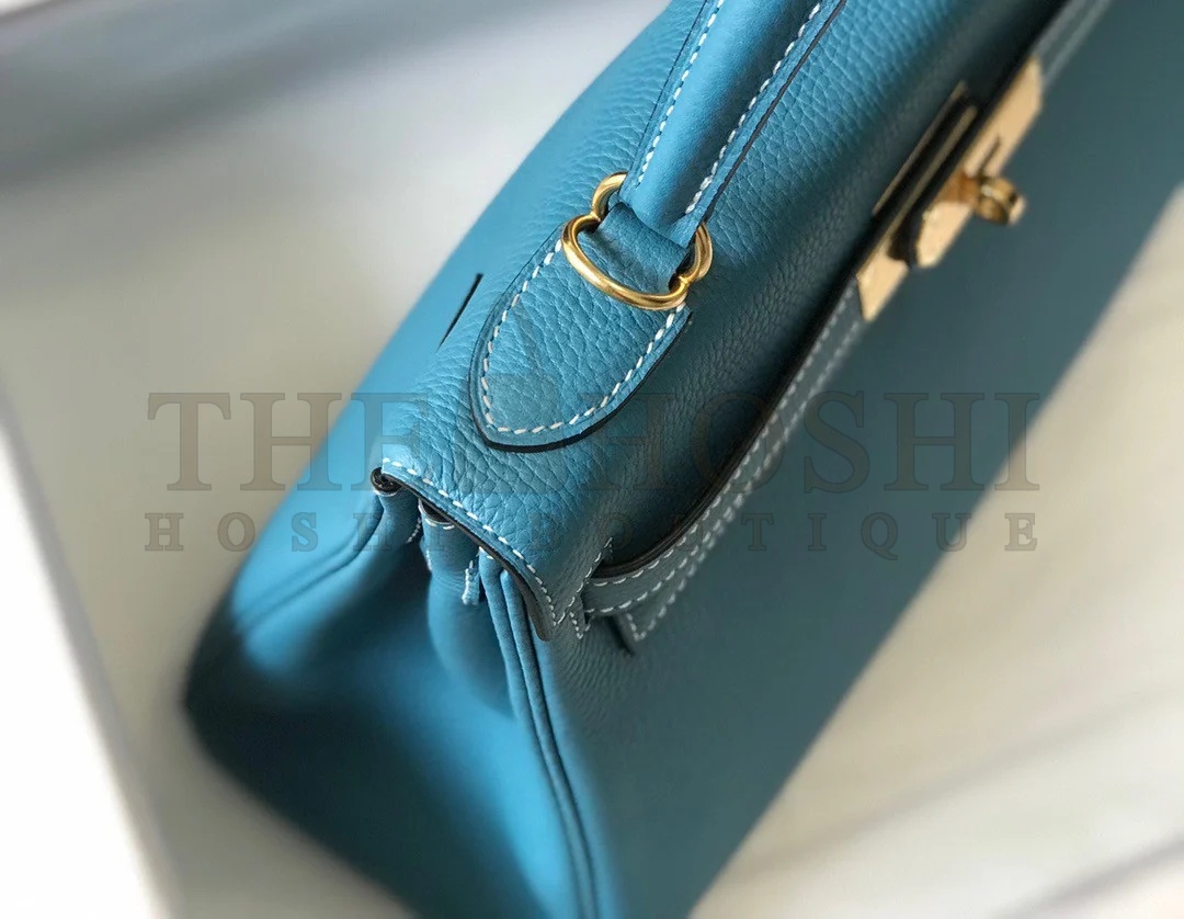 H**me5 Kelly 28cm Retourne Bag in Blue Jean Clemence Leather GHW Master Quality