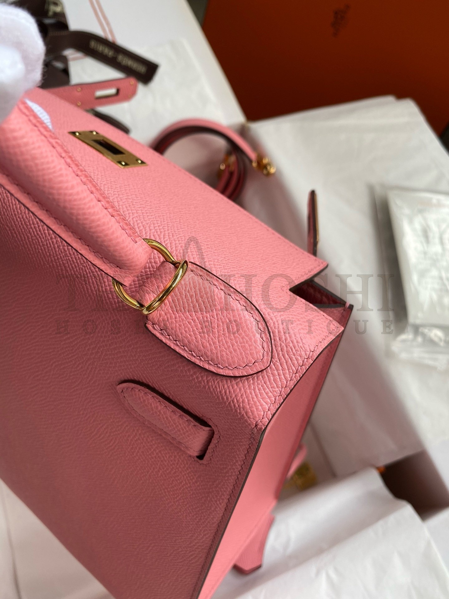 H**me5 Kelly Sellier 32 Handmade Bag In Rose Confetti Epsom Calfskin Master Quality