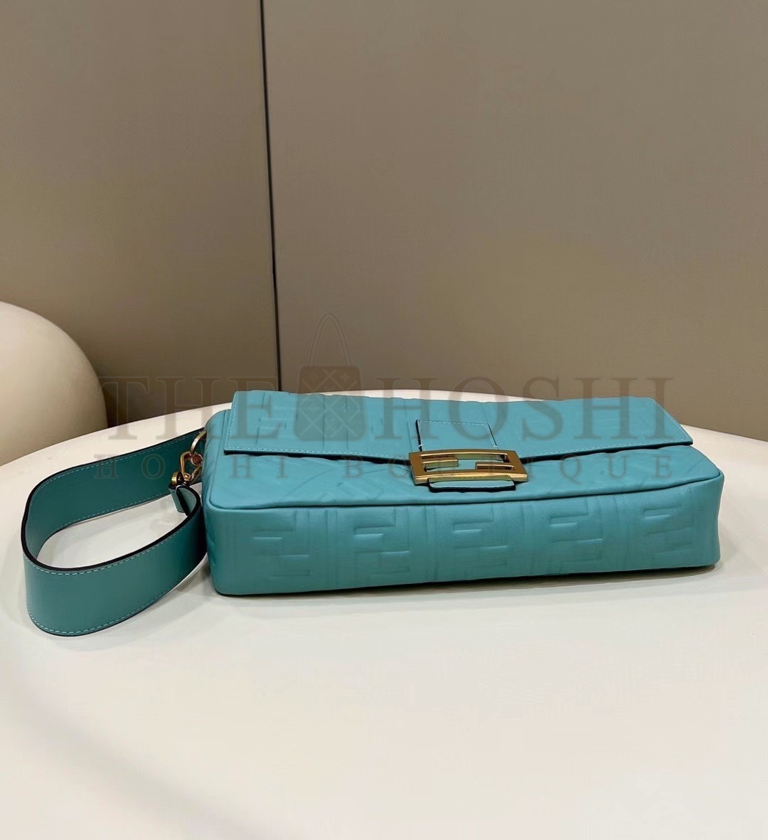 F**di Large Baguette Bag In Blue FF Nappa Leather Master Quality