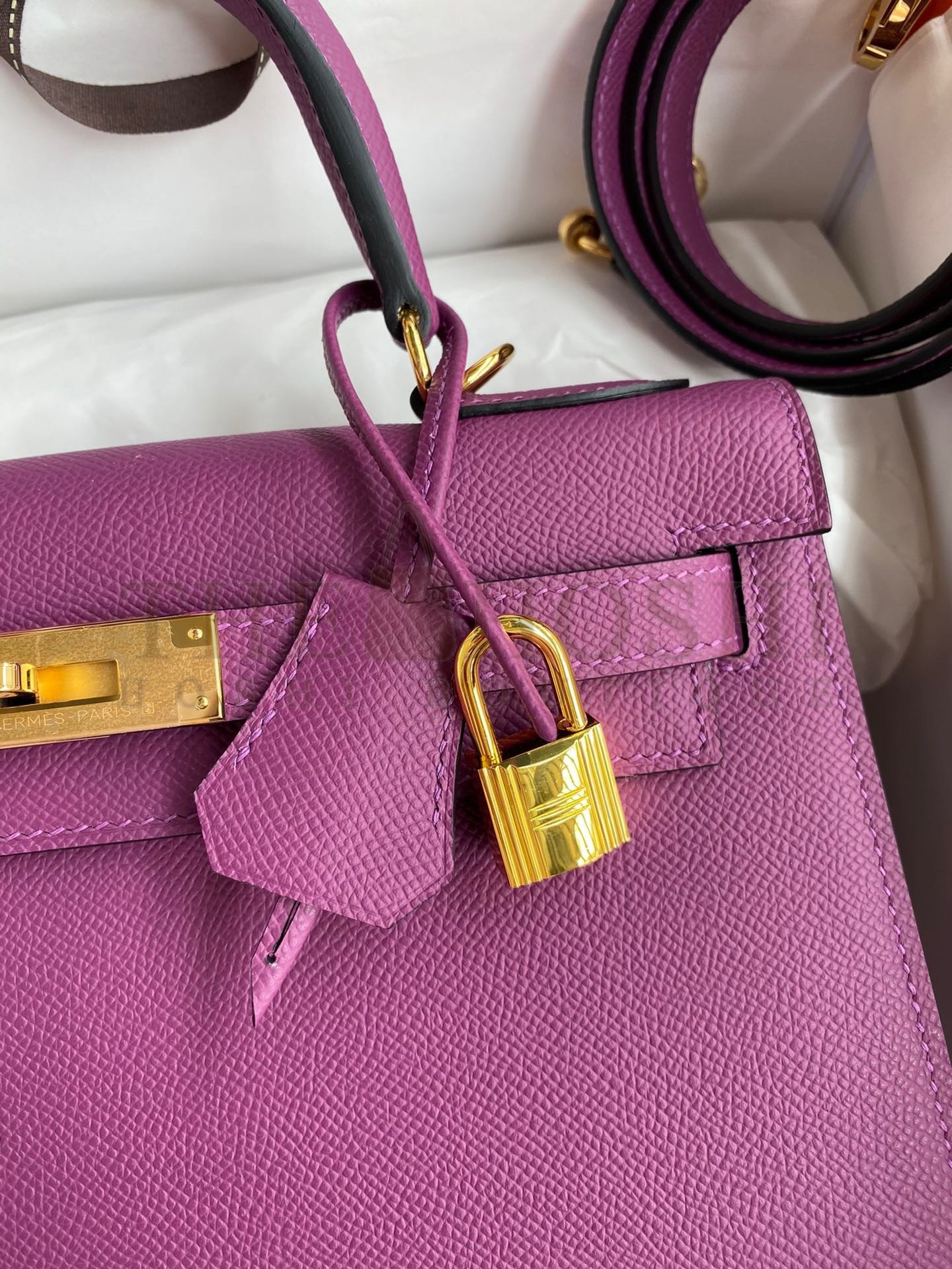 H**me5 Kelly Sellier 28 Handmade Bag In Anemone Epsom Calfskin Master Quality
