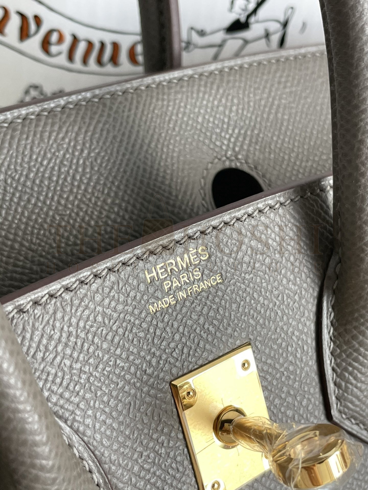 H**me5 Birkin 25 Sellier Handmade Bag In Etain Epsom Calfskin Master Quality