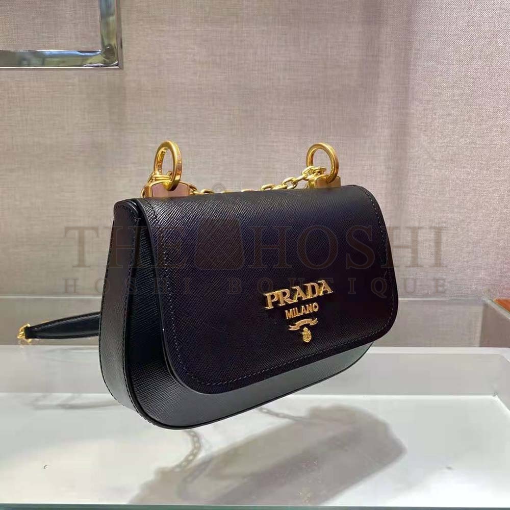 Pra*a Women Saffiano Leather Shoulder Bag-Black Master Quality