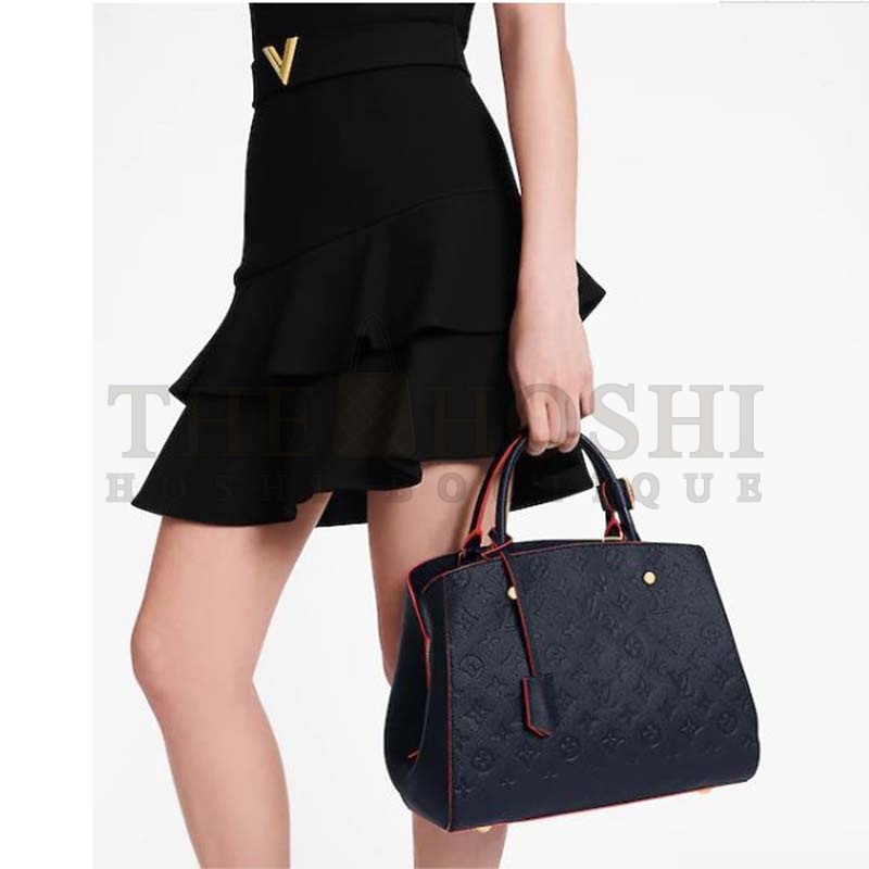 L0vis Vvtt0n LV Women Montaigne MM Handbag Monogram Empreinte Leather-Navy Master Quality