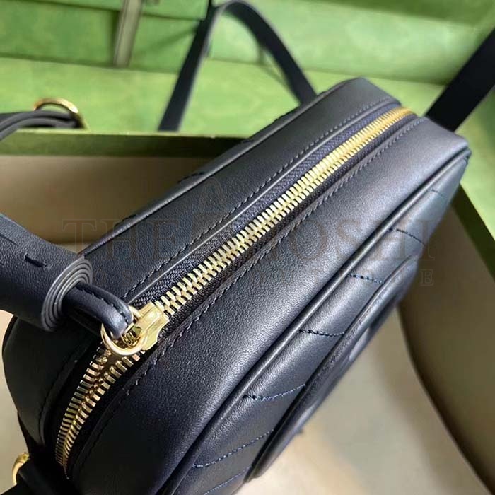 Gvc*1 Women GG Blondie Small Shoulder Bag Blue Navy Leather Round Interlocking G Master Quality