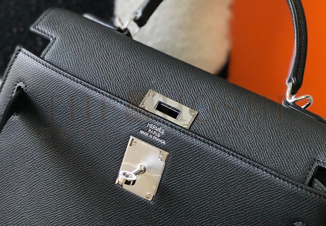 H**me5 Kelly 25cm Sellier Bag in Black Epsom Calfskin PHW Master Quality