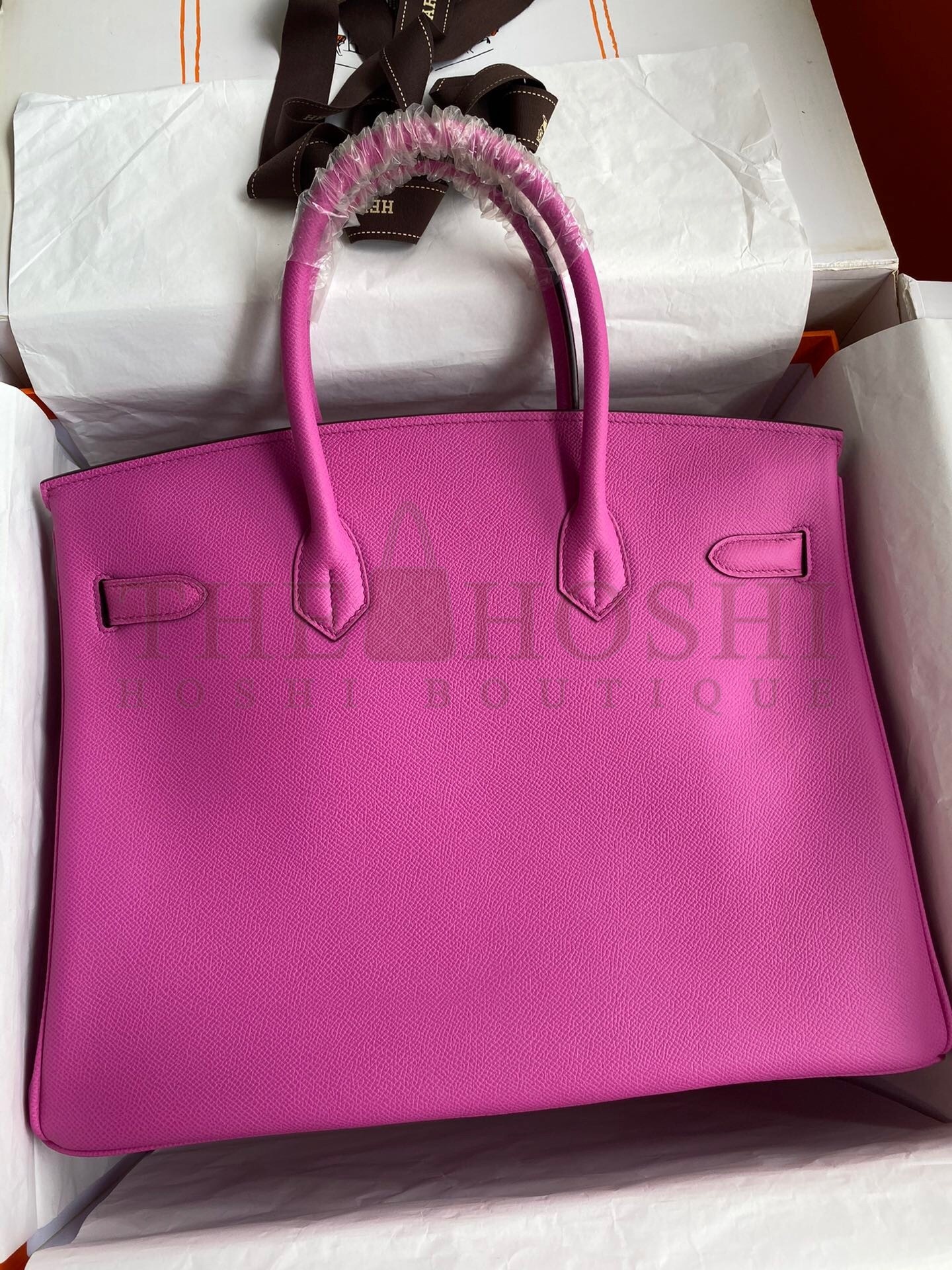 H**me5 Birkin 35 Retourne Handmade Bag in Rose Magnolia Epsom Calfskin Master Quality