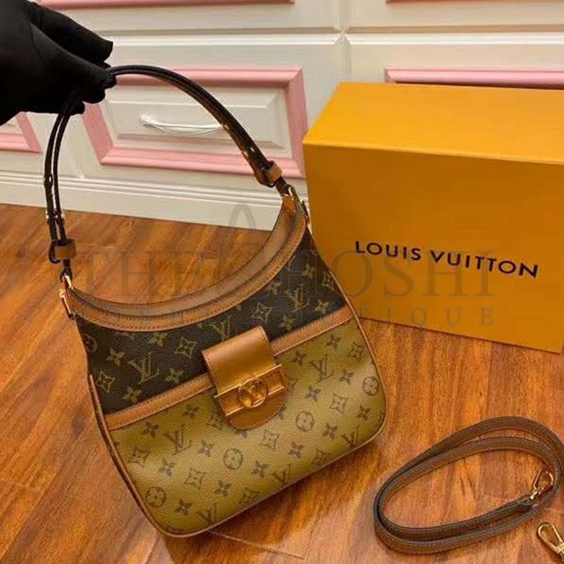 L0vis Vvtt0n LV Women Hobo Dauphine PM Handbag Monogram Reverse Canvas Master Quality