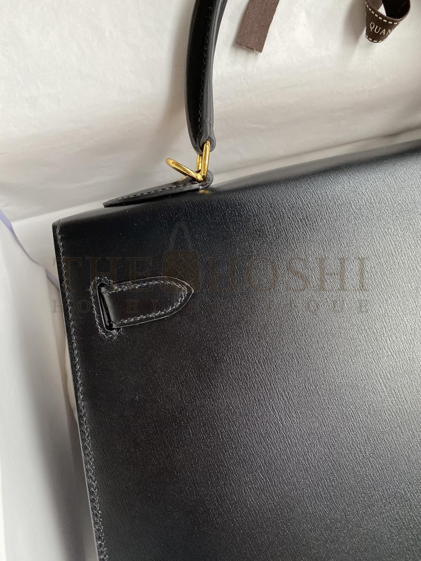 H**me5 Kelly Sellier 32 Handmade Bag In Black Box Calfskin Master Quality