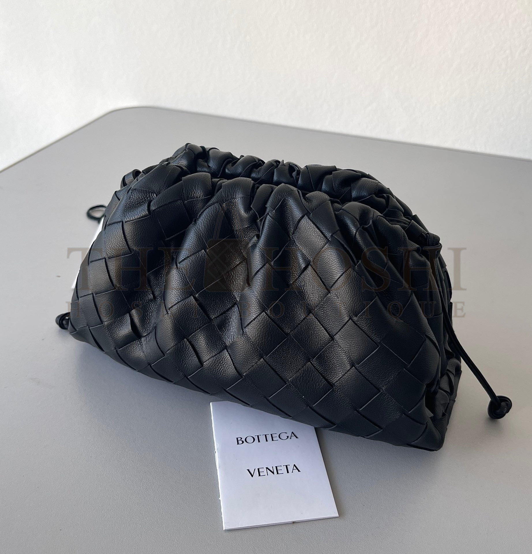 B0tt*ga Ven*ta Mini Pouch with Strap in Black Intrecciato Lambskin Master Quality