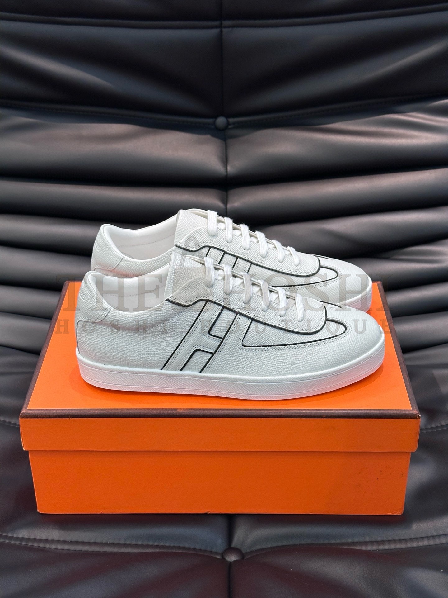 H**me5 Boomerang Sneakers In White Epsom Calfskin Master Quality