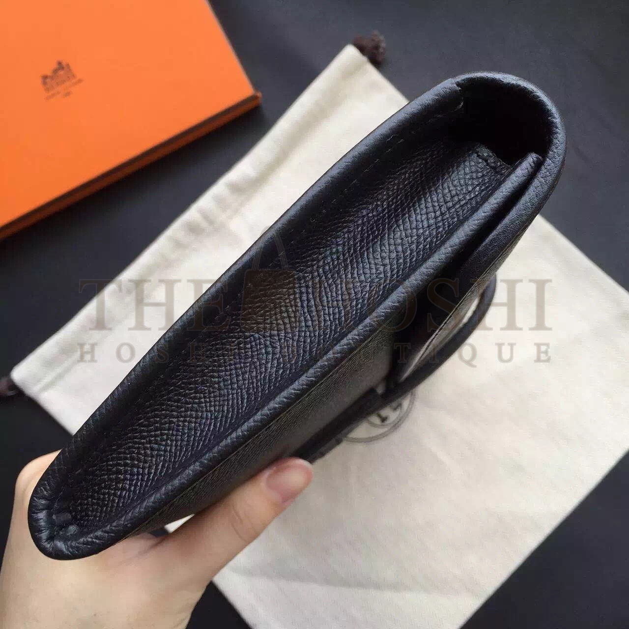 H**me5 Black Epsom Jige Elan 29 Clutch Bag Master Quality