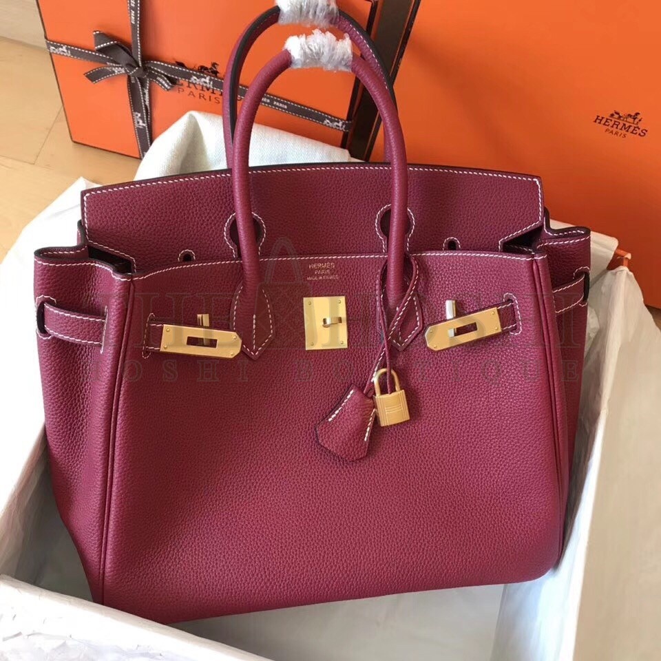 H**me5 Ruby Birkin 30cm Clemence Handmade Bag Master Quality