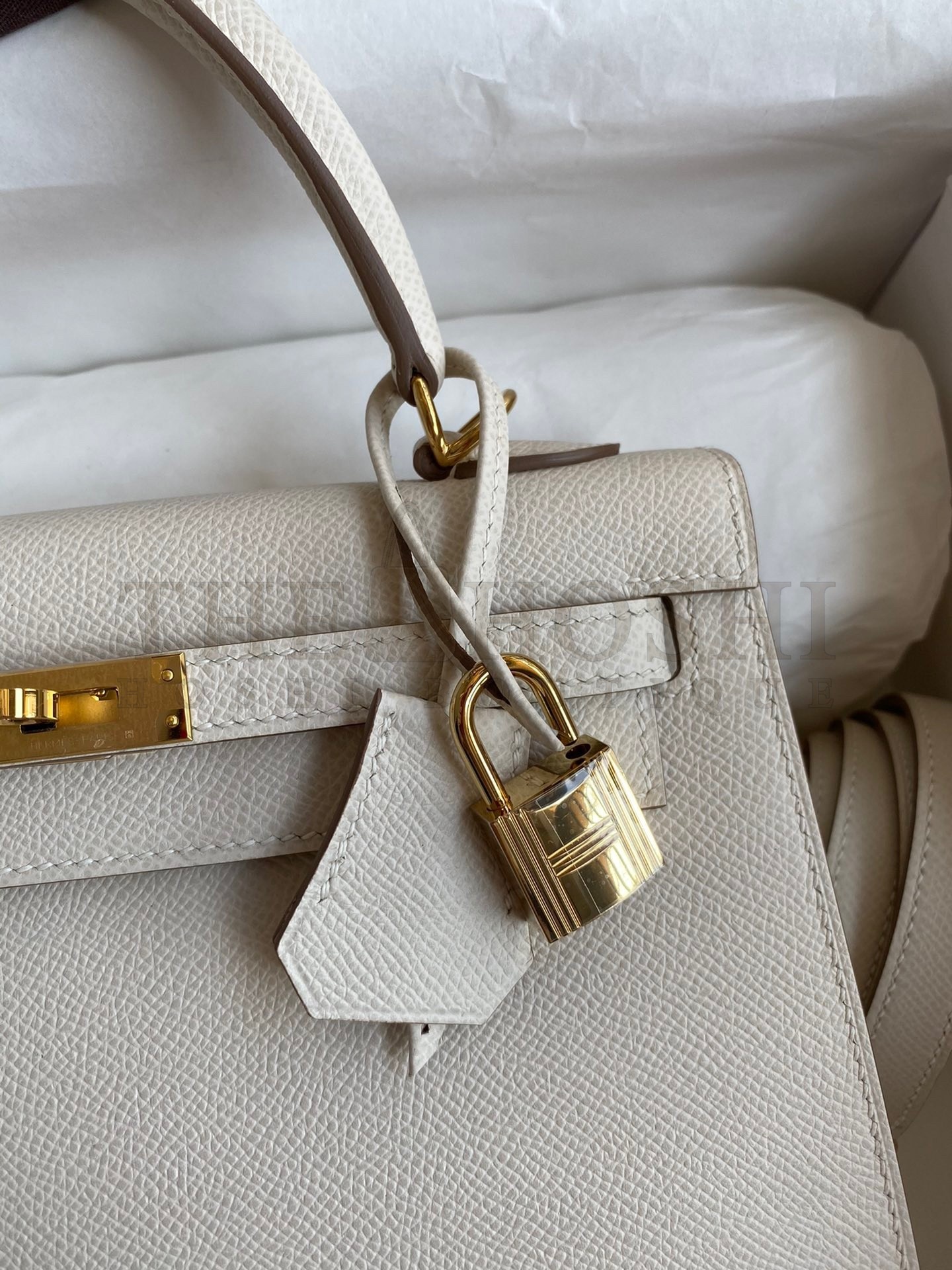 H**me5 Epsom Kelly 25cm Sellier Handmade White Bag Master Quality