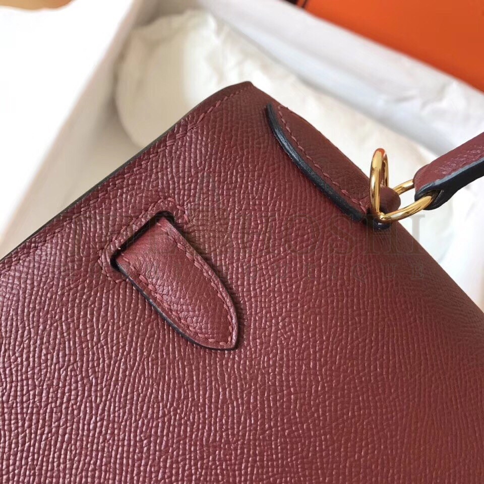 H**me5 Bordeaux Epsom Kelly 28cm Handmade Bag Master Quality