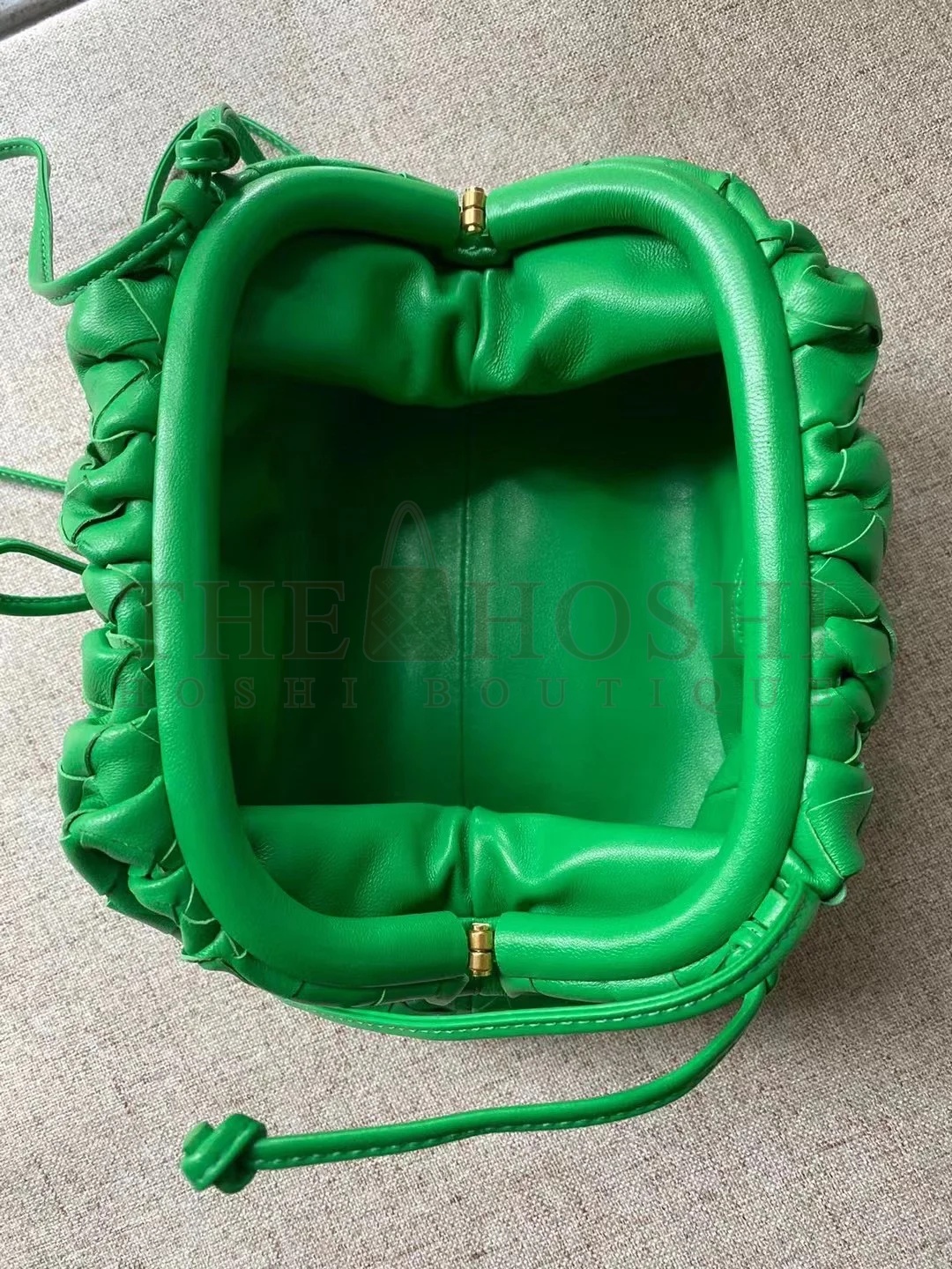 B0tt*ga Ven*ta Mini Pouch with Strap in Parakeet Intrecciato Lambskin Master Quality