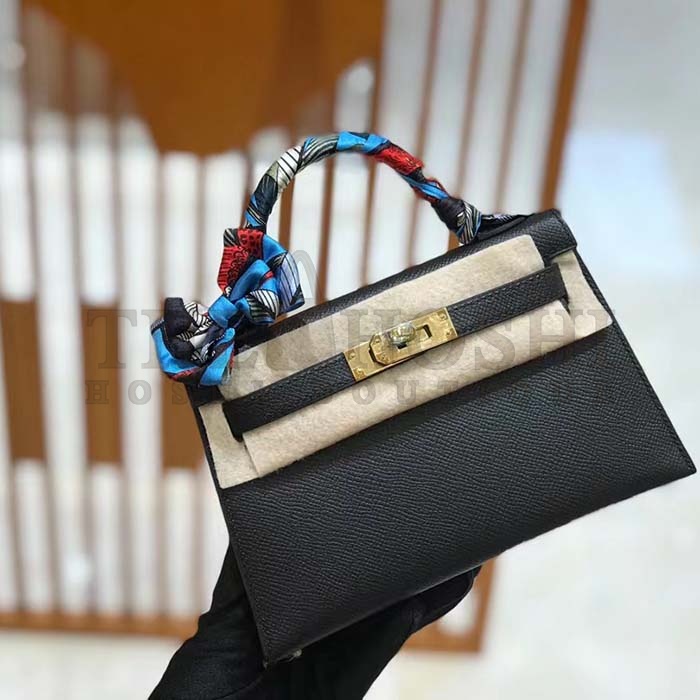 H**me5 Women Mini Kelly 20 Bag in Togo Leather with Gold Hardware-Black Master Quality