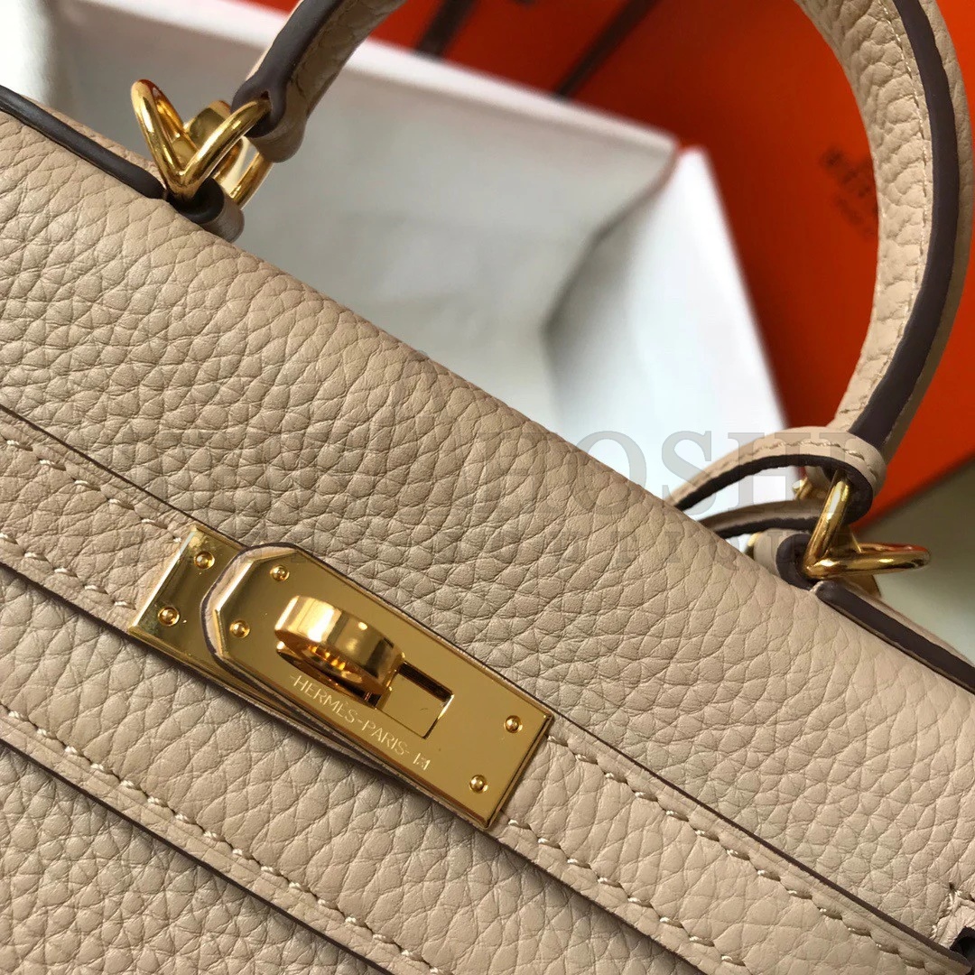 H**me5 Kelly 20cm Bag In Trench Clemence Leather GHW Master Quality