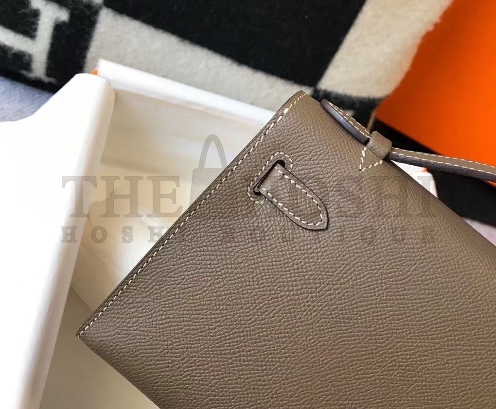 H**me5 Kelly Pochette Bag In Taupe Grey Epsom Leather Master Quality
