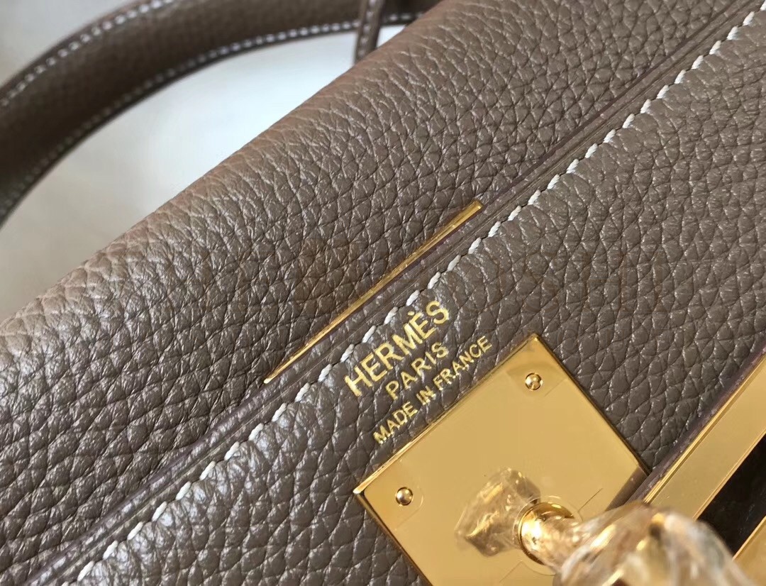 H**me5 Taupe Clemence Kelly 32cm Retourne Bag Master Quality